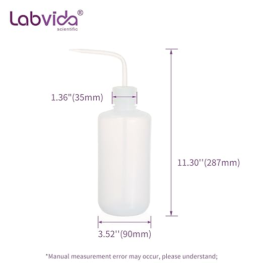 4 pcs of Plastic Squeeze Bottles, Lab Wash Bottle Squeeze Vol.1000ml 33.8oz, LDPE Bottle with PP Draw Tube used for Wash Labware, Cleanig Body Tattoo, and Succulent Watering Irrigation, LVM011