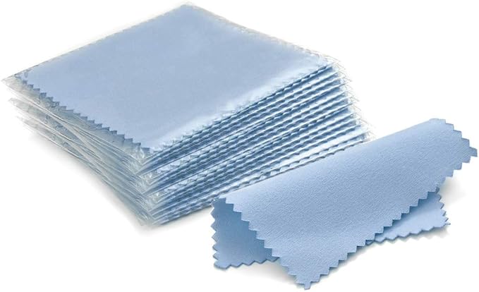 SEVENWELL 50pcs Jewelry Cleaning Cloth Blue Polishing Cloth for Sterling Silver Gold Platinum Small Silver Polish 8 x 8 cm