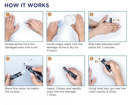 MagicEzy Tile RepairEzy (Gray/White) - Tile and Vinyl Floor Repair Kit | Fix Cracked or Chipped Ceramic Tiles Fast | Thick Structural Porcelain Repair Filler, Putty - 12.9 mL Tube