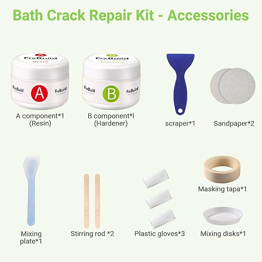 Tub Repair Porcelain Repair Kit, Crack Repair Kit for Bathtubs, Sinks, Marble, Tiles, White