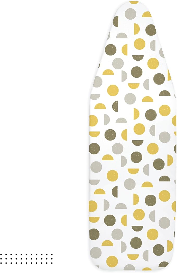 Encasa XO Ironing Board Cover and Pad 54"x15" - Thick 3mm Felt Padding, Drawstring Tightening & Lock, Easy Fit, Scorch & Stain Resistant, Fits Standard Large Ironing Board - Yellow Moon