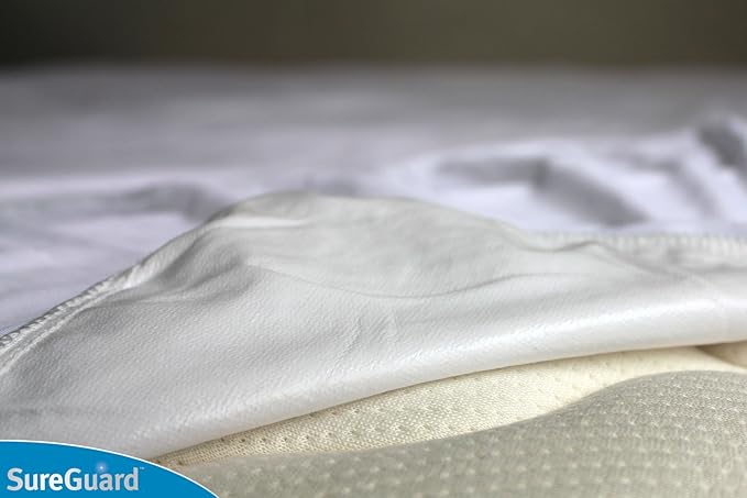 SureGuard Full Size Mattress Protector - 100% Waterproof, Hypoallergenic - Premium Fitted Cotton Cover - Smooth