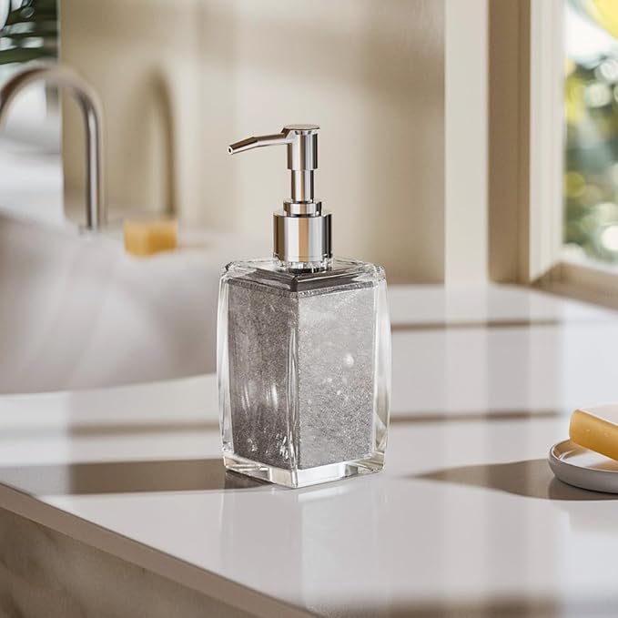 Pink Soap Dispenser with Refillable Plastic Pump for Bathroom Sink or Kitchen Counter, Ideal for Hand Soap, Liquid Soap, Dish Soap, or Lotion Use