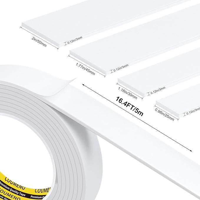 Single-Sided EVA Foam Tape Single-Sided Sealing Strip Foam Pad Sponge Tape,Self-Adhesive Insulation Sealing Tape (White) 1.2inX16.4FT
