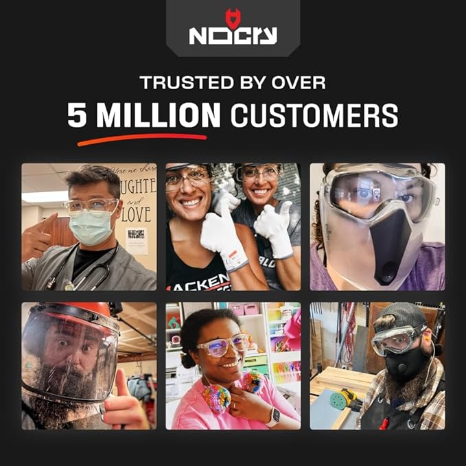 NoCry Safety Face Shield Mask for Work with Premium Anti Fog and Anti Scratch Technology — Durable ANSI Z87.1 Certified Grinding Face Shield with Extreme Impact Resistance
