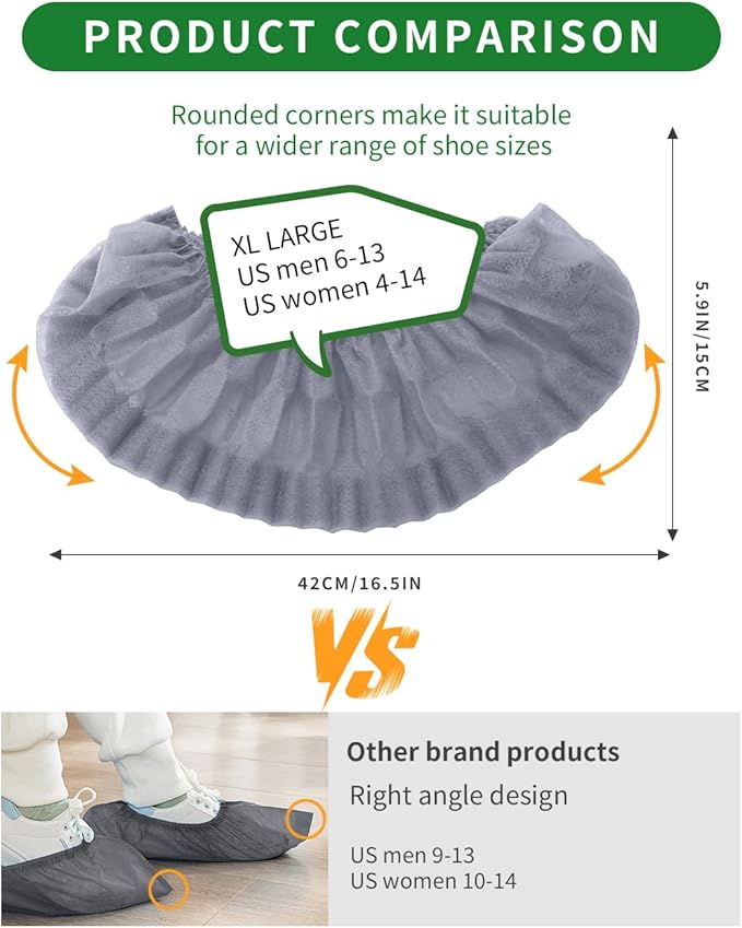 50Pcs(25 Pairs) Non-Woven Shoe Covers Disposable Non Slip for Indoors, Breathable | Durable | Boot Covers, Fits Up to Size 13 US Men (Gray)