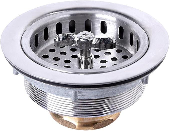 304 Stainless Steel Kitchen Sink Twist Lock Basket Drain Assembly W/Brass Nuts-VARNAHOME