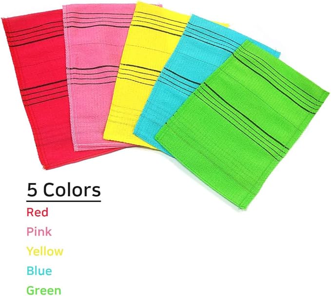 Korean Exfoliating Mitt, Large Size, 5 Colors, Back and Body Exfoliating Washcloth for Removing Dry, Reusable (Yellow, 10)