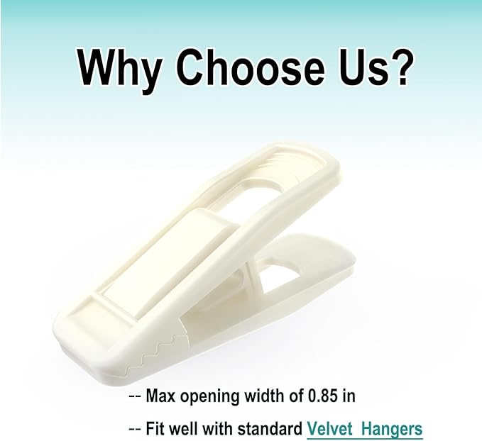 Hanger Clips for Velvet Hangers (Beige, 40 PCS), Non-Slip Plastic Clips Pant Skirt Hanger Clips for Flocking Hangers