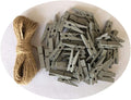 DurReus Wooden Clothespins for Pictures Travel Clothes Pin Home Decor Accessories with Jute Twine Gray Pack 50