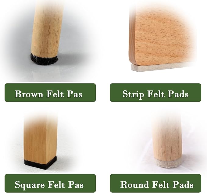 Fursafe&Q Felt Furniture Pads, Furniture Felt Pads for Hardwood Floors -Self Adhesive Chair Leg Floor Protectors, Protect Your Floors from Nicks, Bumps and Scratch, 201 Pcs Brown Beige Chair Feet
