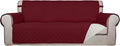 PureFit Reversible Quilted Sofa Cover, Water Resistant Slipcover Furniture Protector, Washable Couch Cover with Non Slip and Elastic Straps for Kids, Pets (Oversized Sofa, Red/Ivory)