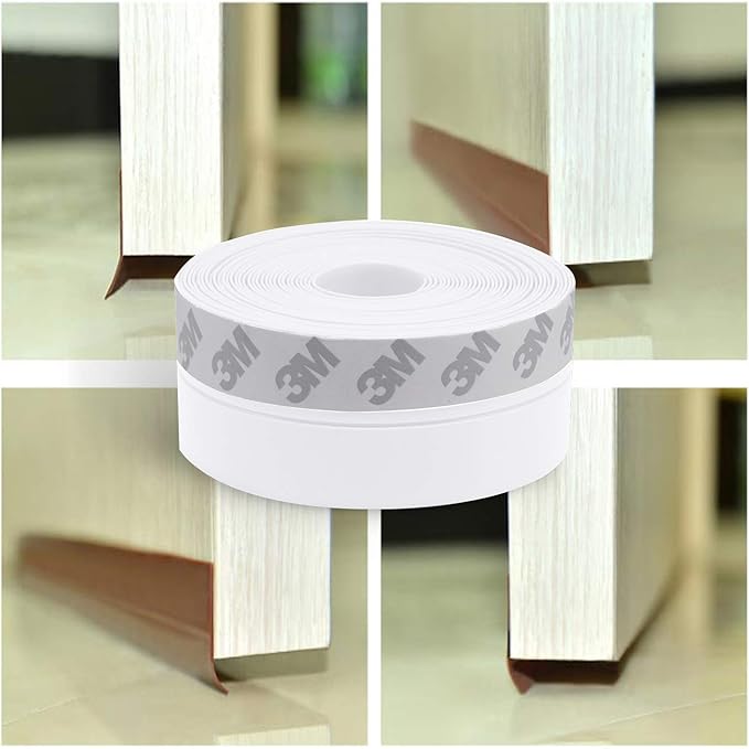 TAROSE Weather Stripping, Silicone Door Seal Strip Door, Window, 16 Feet Long, White (Width 45mm)