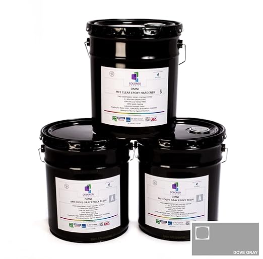 15 Gallon Resin and Hardener, 15 Gallon Dove Gray Epoxy Resin Coating Made with Beautiful and Vibrant Pigments