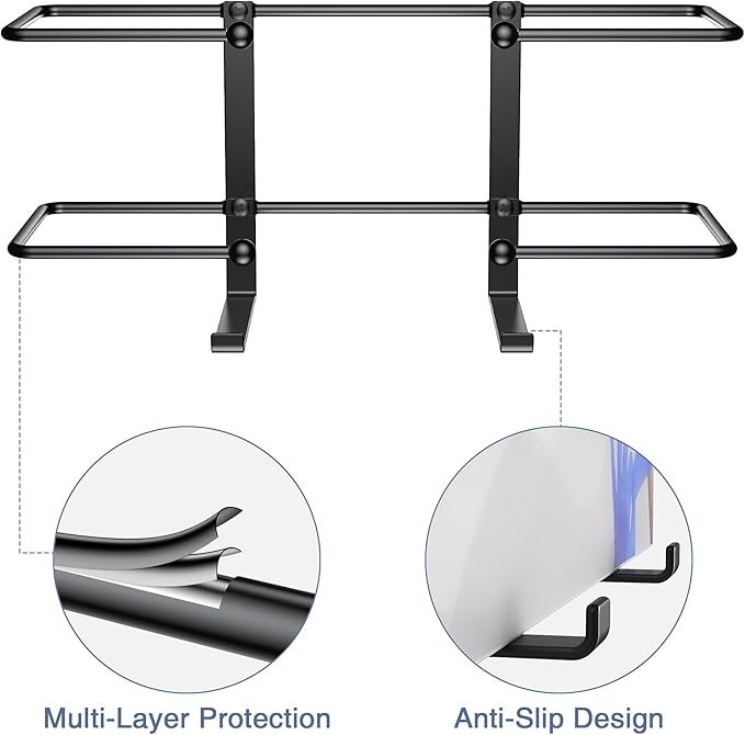 2 Pack Glove Box Dispenser Wall Mount (10.4 * 3.5in): Black Glove Holder Organizer for Disposable & Tissue Box - Organizer on Wall in Lab, Kitchen, Bathroom, Garage