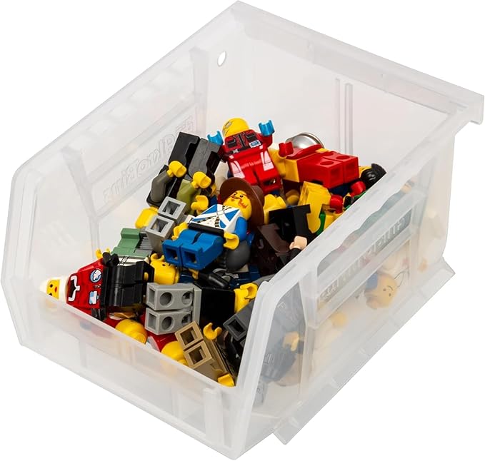 Akro-Mils 30210 AkroBins Plastic Storage Bins, Space-Saving Stackable Bins for Garage, Pantry, Craft Organization, 5-" x 4-" x 3-", Clear, 24-Pack