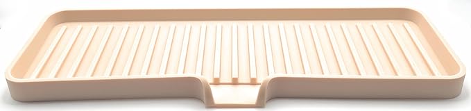Happitasa Silicone Soap Dish Tray and Sponge Holder with Drain Chute | Bathroom and Kitchen Sink Organizer Caddy (Sand Dollar, 12"x4", 7.4 Ounces)
