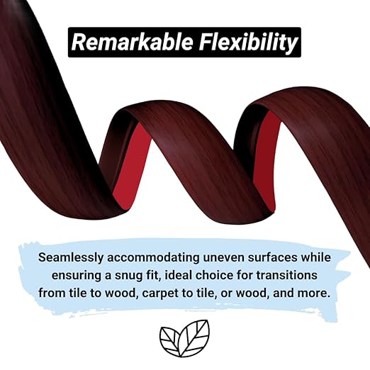 1/5 inch Height Floor Transition Strip, Self Adhesive Carpet Wood Tile Vinyl Flooring Laminate Transition Cover Edge Trim Gap Doorway Threshold for Uneven Floors (40 inches, Red Wine)