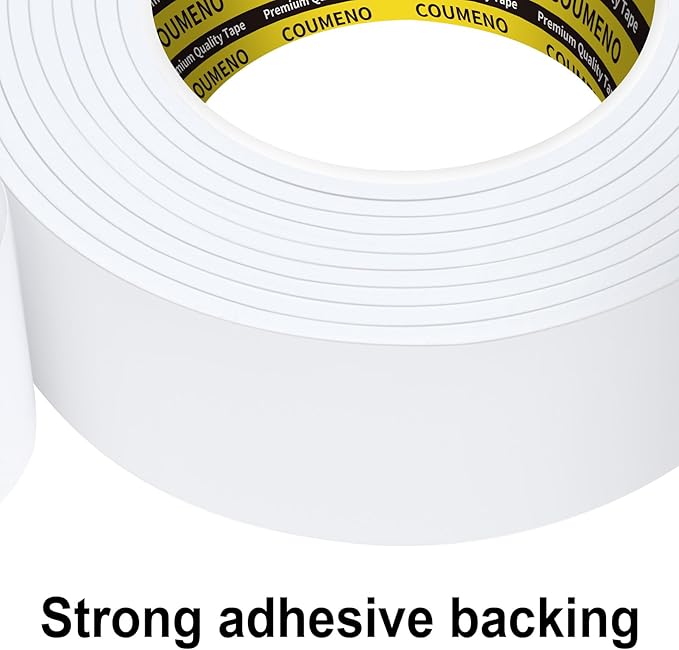 2 Pack Single-Sided Adhesive White Foam Tape 1.2inX16.4FT Single-Sided Sealing Strip Foam Pad Sponge Tape Window Weatherproof, Self-Adhesive Insulation Sealing Tape