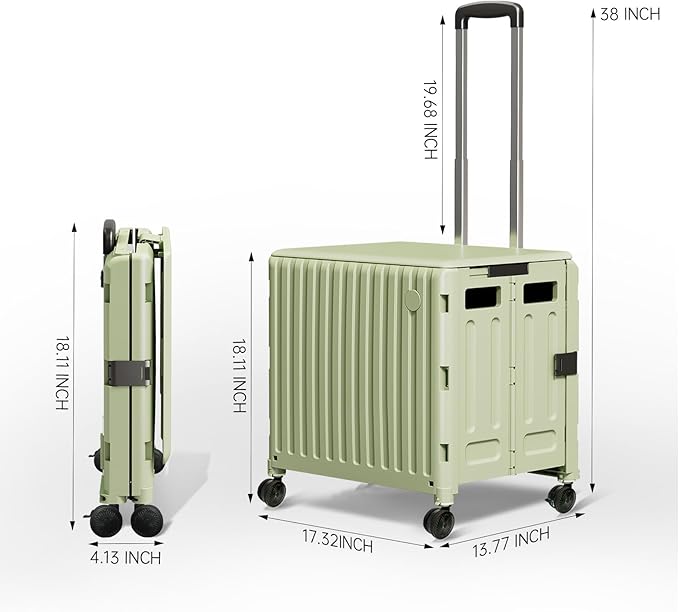 Heavy Duty Rolling Cart for Stairs：Collapsible Utility Crate with Wheels & Handle Foldable Tote Box for Toolbox Trade Show Supplies Teachers TODAYGO Mobile Storage Cart with Lid