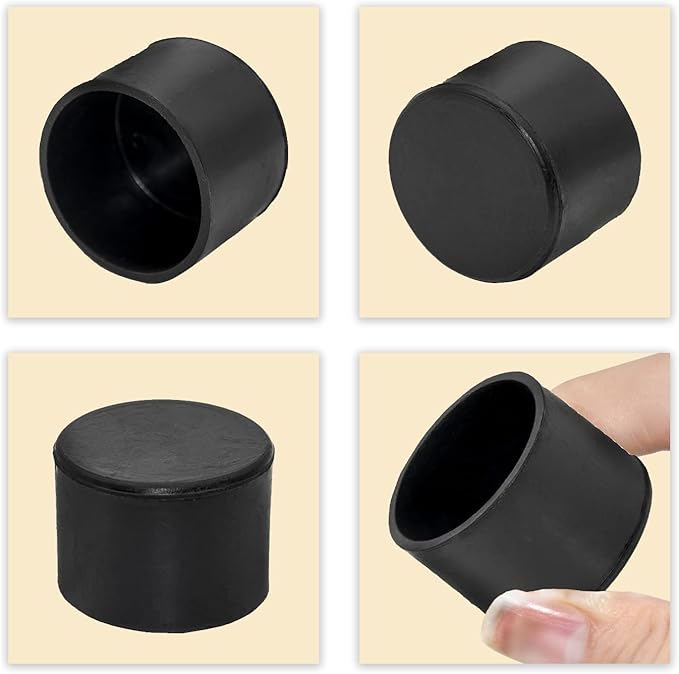 Flyshop 4 Pieces 45mm Rubber Chair Leg Caps Round, Protective Caps for Chair Legs, Floor Protectors, [Non-Slip & Noise Reduction], Durable Chair Socks, Black Furniture Feet Gliders