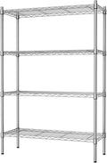 Auslar 4-Shelf Storage Wire Shelves Heavy Duty 4 Tiers Standing Shelving Units Adjustable Metal Organizer Wire Rack, Chrome