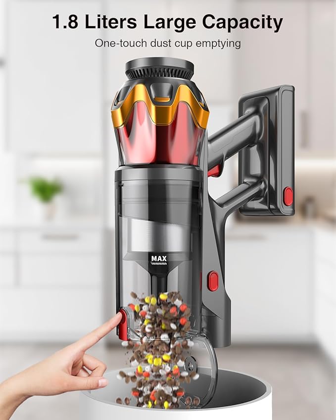 Cordless Vacuum Cleaner, 600W/50KPa/70Mins Vacuum Cleaners for Home, Self-Standing Stick Vacuum with Anti-Tangle Brush & OLED Touch Screen, Vacuum Cleaner for Hardwood Floors and Carpet,Pet Hair,Car