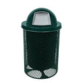 COATEDOUTDOORFURNITURE RDT-DGRN Heavy Duty 32 Gallon Round Trash Receptacle, Liner Included, Dark Green with Black Dome, Made in America