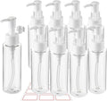 10 Pack 3.4 Oz/100ml Travel Pump Bottle TSA Approved Empty Plastic Pump Bottles Dispenser Portable Refillable Container Clear Lotion Dispenser Bottle for Shampoo Shower Gel