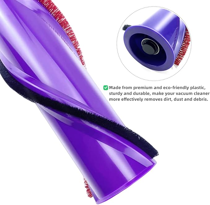 Replacement Brush Roller for Dyson V8 Cordless Vacuum Cleaner, Brush Bar Assembly Compared to Part 967485-01 (4 Prong Drives & No Screw)