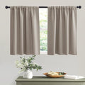 RYB HOME Short Curtains 36 inches, Durable Room Darkening Small Window Treatment Energy Smart Privacy Draperies for Basement Bathroom Bedroom, Sand, W42 x L36 inches, 2 Panels Set