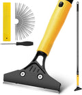 Floor Scraper Heavy Duty with Long Handle, 4 Inch Razor Blade Floor Scraper with 10PCS Extra Metal Blades,Paint Scrapers for Cleaning Wall Glass Tile Floor Paint Gum Stains Stickers Linoleum