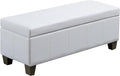 White Faux Leather Ottoman with Storage, Rectangular Extra Long Storage Bench for Bedroom and Living Room
