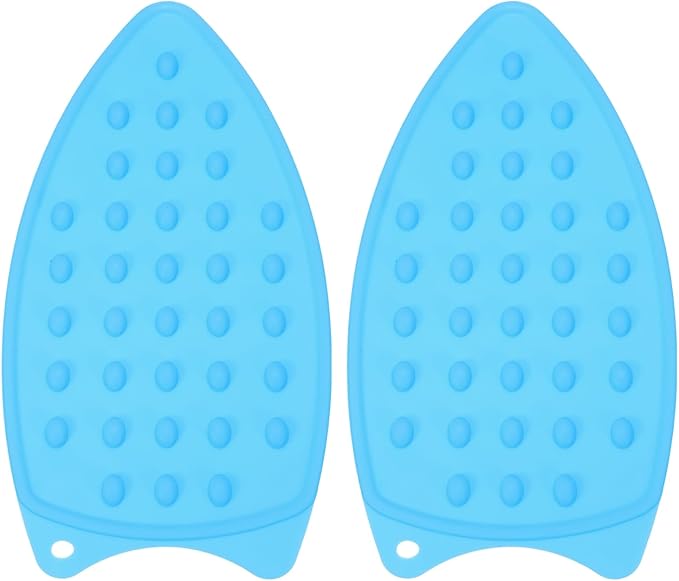 PATIKIL Silicone Iron Rest Pad, 2 Pcs Multipurpose Hot Heat Resistant Iron Rest Plate Protective Pad for Ironing Board Hot Resistant Steamer Steam Compact Mat, Blue