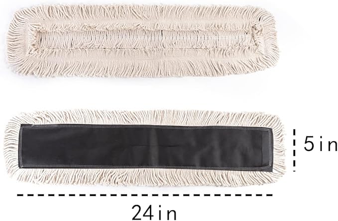 Matthew Cleaning 24'' High Strength Disposable Dust Mop Cotton Cut-end Yarn Mop Replacement Heads for Residential & Commercial Fit Standard Dust Mop Frames, Hardwood, Laminate, Concrete Floors 6Pack