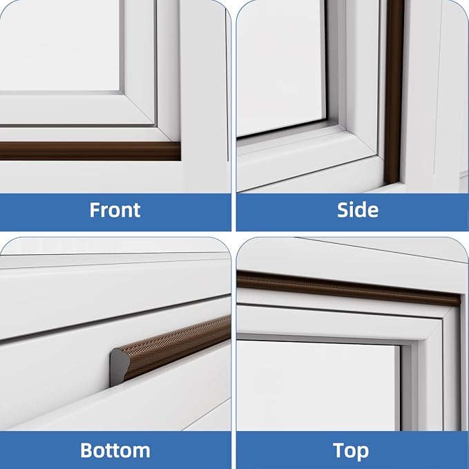 Wedge-Shape Window Weather Stripping Door Frame Seal Strip 196” Brown,Upgrade Black Foam,Soundproofing,Draft Stopper,Winter Insulation,Noise Blocker, Gap Filler for Exterior Front Door Side