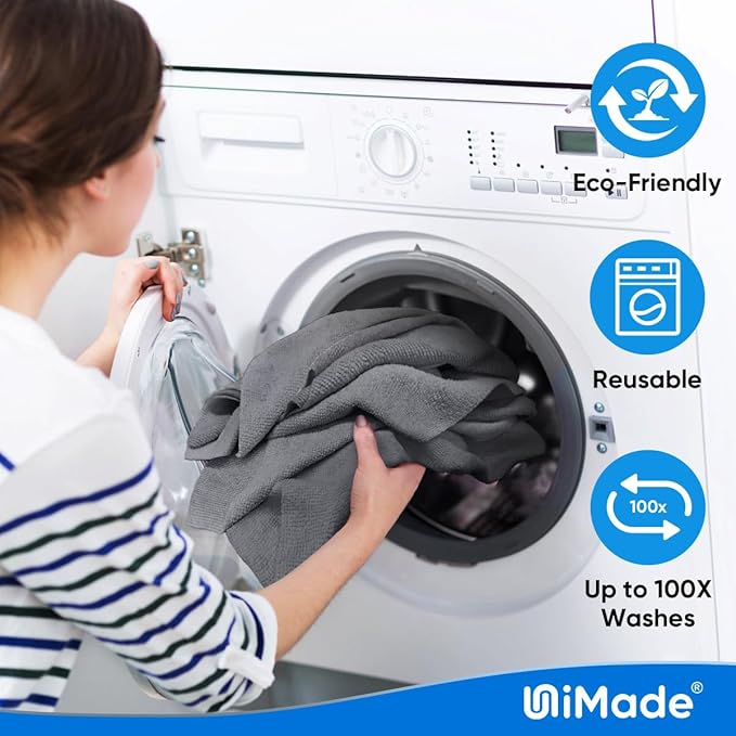 Microfiber Cleaning Cloth, 50 Pack Microfiber Towels for Cars Reusable Shop Rags Bulk Lint Free Cleaning Towels for Car Kitchen Automotive Bar Mechanic Restaurant Garage, 11.5"x 11.5", Grey
