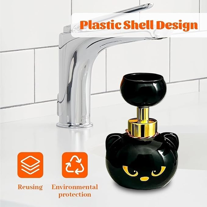 Cute Cat Paw Foam Soap Dispenser, Foaming Hand Dispensers - Pawprint Creates Shaped Bubbles, Black Pump Bottle for Soap, Refillable Empty Foam Liquid Container for Bathroom Kitchen (3)