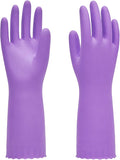 PACIFIC Cleaning Gloves with Latex free, Dishwashing Kitchen Gloves with Cotton Flocked Liner, Reusable, Non-Slip, Water Resistant Household Gloves, Purple, Medium