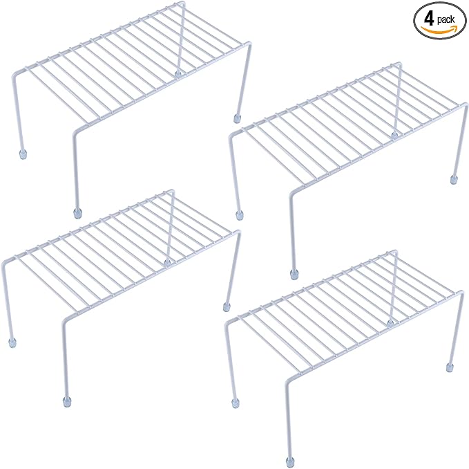Kitchen Shelves, Cabinet Organization Mini Storage Shelf, Storage Rack Organizer for Kitchen, Fridge, Cabinet, Bathroom (White 4)