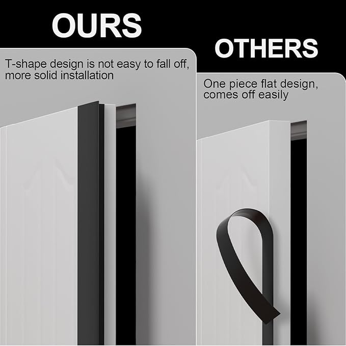 T-Shaped Door Draft Stopper, 1.97 in x 10 Ft Silicone Seal Strip for Windows Gaps, Weather Stripping Seal Strip Shower Sweep, Black