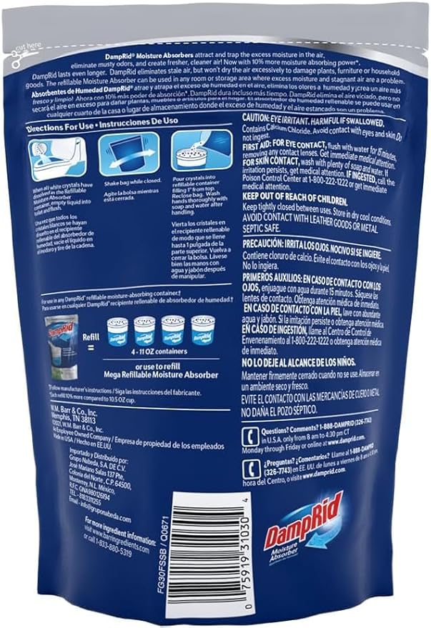 Damp Rid Refillable Moisture Absorber, Includes Single Damp Rid Fresh Scent 11oz. Cup & 44oz. Refill Bag - Moisture Absorbers for Closet, 10% More Absorbing Power*, Cleaner Air - ILIOS Packaging.