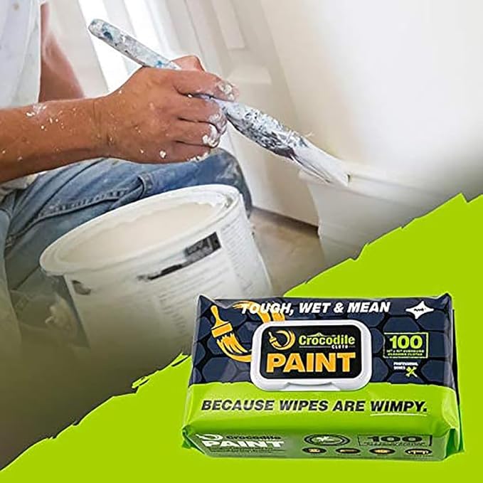 Crocodile Cloth Paint Cleaning Wipes, 600 Count (6 Packs of 100) – Extra-Large 15” x 10” Heavy-Duty Wipes for Paint Prep & Cleanup, Adhesive & Caulk Removal – Painters, Contractors & DIY