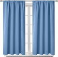 BGment Denim Blue Blackout Curtains 40 Inches Length for Bedroom Kitchen Window - Short Thermal Insulated Drapes with Rod Pocket Darkening Privacy for Bathroom Cafe, 2 Panels, 42 x 40 Inch