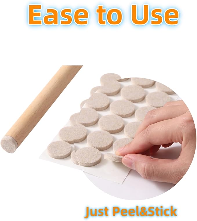 Furnigear Felt Furniture Pads for Hardwood Floors - Self Adhesive Chair Felt Pads, Floor Protector for Furniture Feet, Furniture Sliders Moving Your Furniture Smoothly - Anti Scratch 108 Pcs 1" Round