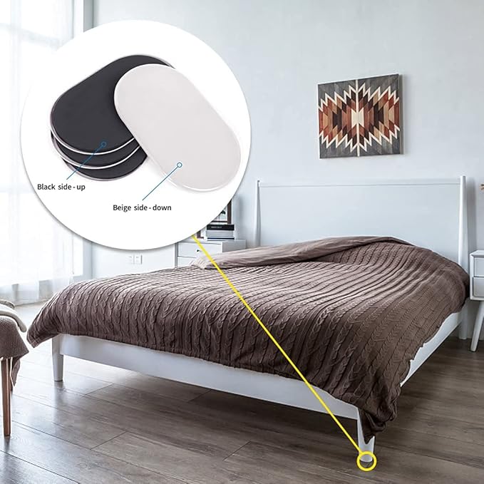 Reusable Large Furniture Movers Sliders for Carpet and Hardwood Floors-8 Pack 9-1/2" Oval Moving Pads Protector for Heavy Duty Sofa Bed Table Desk,Quickly and Easily Move Any Item, Beige
