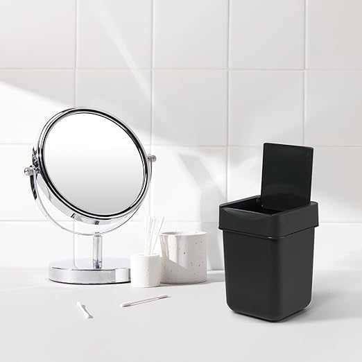 carrotez Mini Trash Can, Coffee Bar, Vanity, Desk, Countertop, 2 Liter/ 0.5 Gallon, Mini Wastebasket, Garbage Container Bin - Black