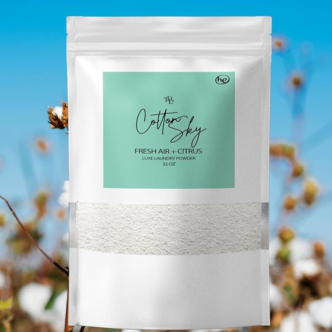 Home 'COTTON SKY',Concentrated, Natural Laundry Detergent Powder - Fresh Air, Apple, & Kiwi| High Efficiency/Standard Machine Washing |Nontoxic | Stain/Odor Removal (32 oz / 64 Loads)