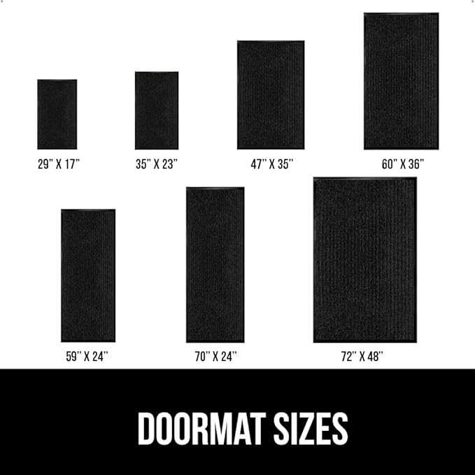 GORILLA GRIP Traffic Guard Door Mat, 59x24, Heavy Duty Welcome Mats, Commercial Office Space Doormat, Waterproof, Fade Resistant, Strong Rubber Backing, Low Profile, Shoe and Boot Scraper, Jet Black