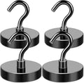 MIKEDE Magnetic Hooks, 150LB Super Strong Magnet Hooks Heavy Duty for Cruise Essentials, Black Neodymium Earth Magnets with Hook for Hanging, Magnetic Metal Hanger for Fridge, Toolbox - 4 Pack